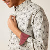 Ariat Men Memphis Stretch Modern Fit Shirt - Grey Heather - Broken horn