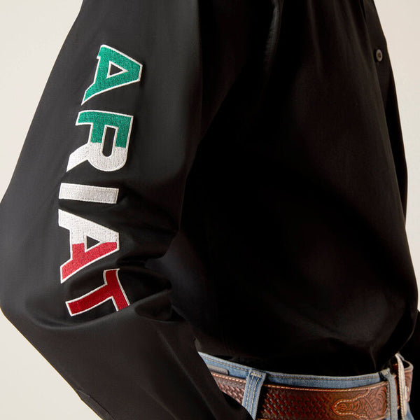 Ariat Men Team Logo Twill Classic Fit - Black Mexico - Broken horn
