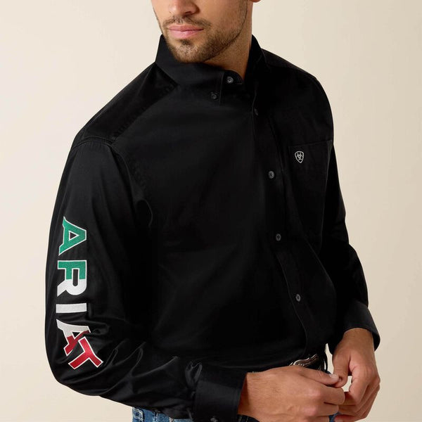 Ariat Men Team Logo Twill Classic Fit - Black Mexico - Broken horn
