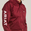 Ariat Mens Team Logo Twill Fitted - Burgundy - Broken horn