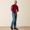 Ariat Mens Team Logo Twill Fitted - Burgundy - Broken horn