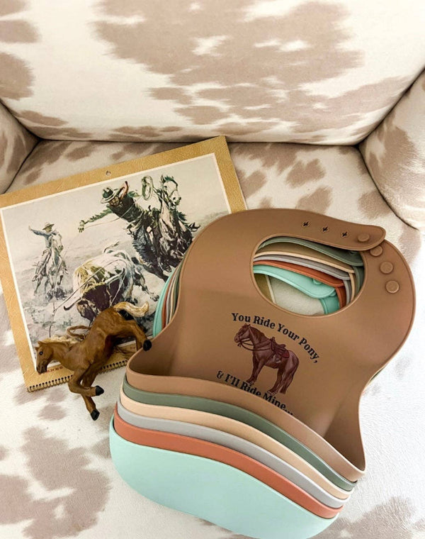 You Ride Your Pony, I'll Ride Mine Silicone Bib - Broken horn
