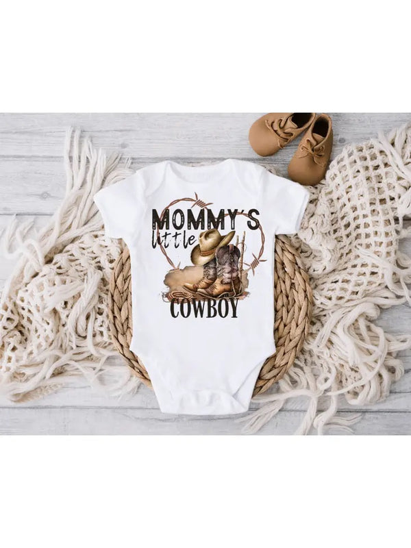 Mommy's Little Cowboy Western Onesie - Broken horn
