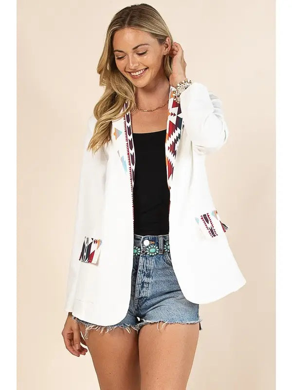 Alice Aztec Print Contrast Blazer - Broken horn