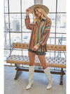 Monica Striped Suede Button Down Shacket - Broken horn