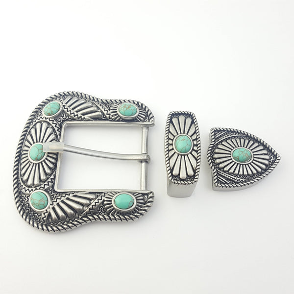 Buckle set: Western/Navajo Style Buckle/Loop/Tip - Broken horn