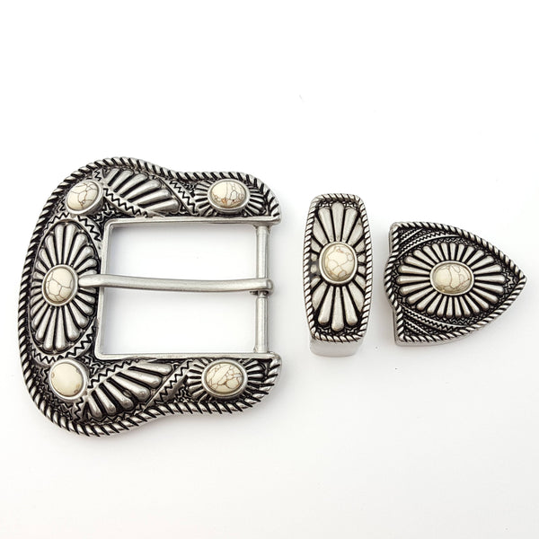 Buckle set: Western/Navajo Style Buckle/Loop/Tip - Broken horn