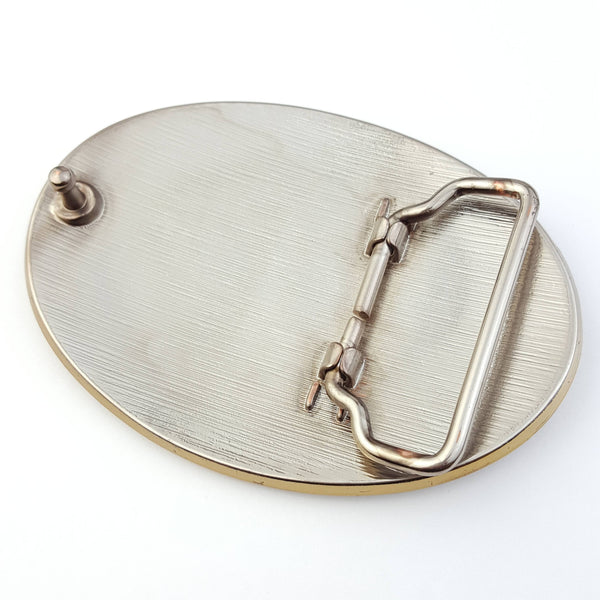 Western Oval Buckle with Cactus Design - Broken horn