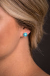 Burnished Silver with Inlayed Turq Stud Earrings