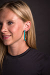 Gold Turq Trimmed Hoop Earring