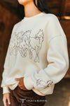 Cream Western Horse Detail Long Sleeve Sweatshirt
