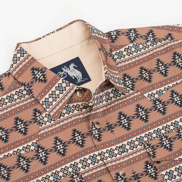 Rodeo Men's Western Pearl Snap Aztec Print Shirt