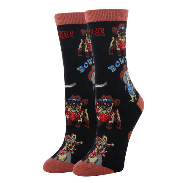 Yee Howl | Women's Western Crew Socks for Dog Lover