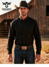Rodeo Men’s Solid Western Twill Button Down Shirt