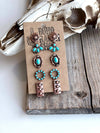 5 Pair Western Theme Stone Stud Earring Set