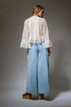 Lace Bell Sleeve Ruffle Blouse - Broken horn