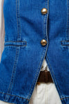 Gold Button Denim Vest - Broken horn