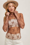 Floral Embroidery Lace Mesh Layering Top - Broken horn