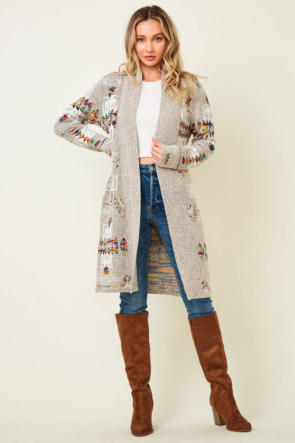 Multi Aztec Print Cardigan - Broken horn