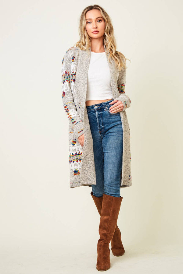 Multi Aztec Print Cardigan - Broken horn