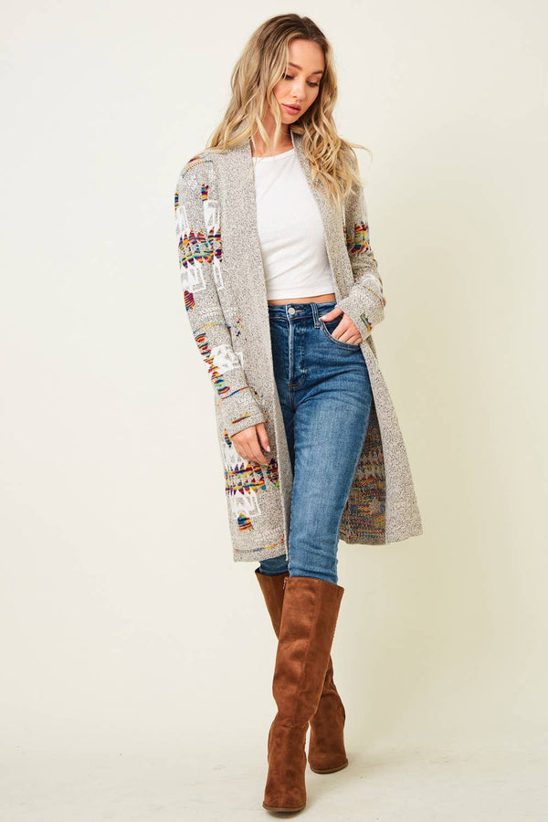 Multi Aztec Print Cardigan - Broken horn