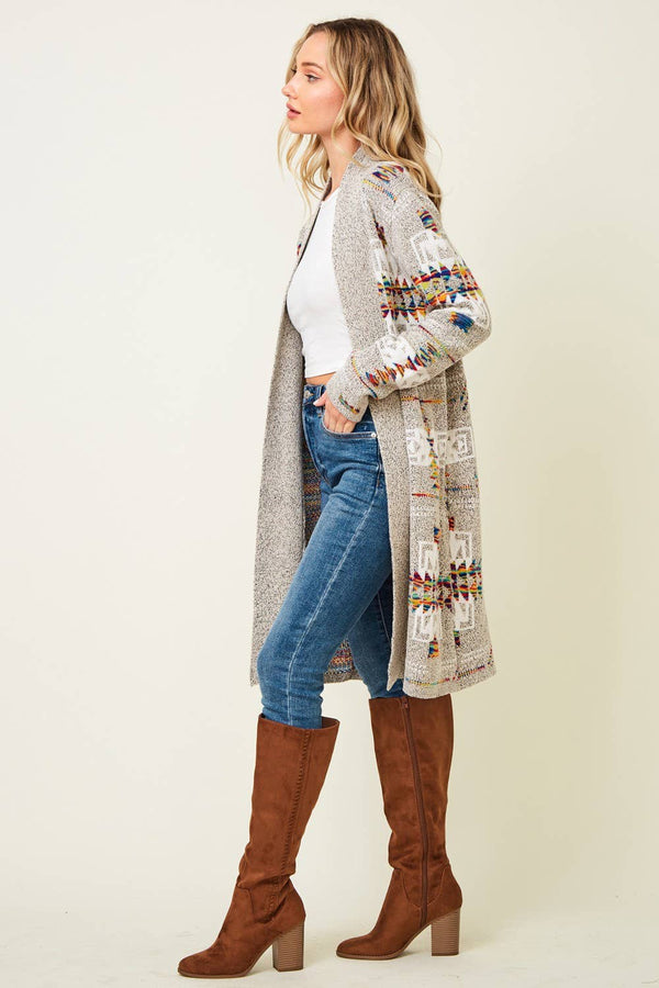 Multi Aztec Print Cardigan - Broken horn