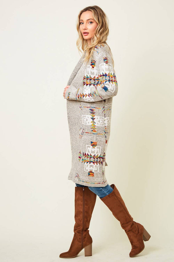 Multi Aztec Print Cardigan - Broken horn