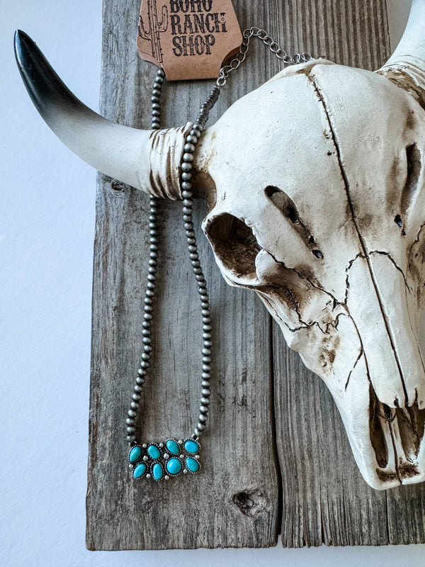 Western Cluster Bar Necklace  - Broken horn