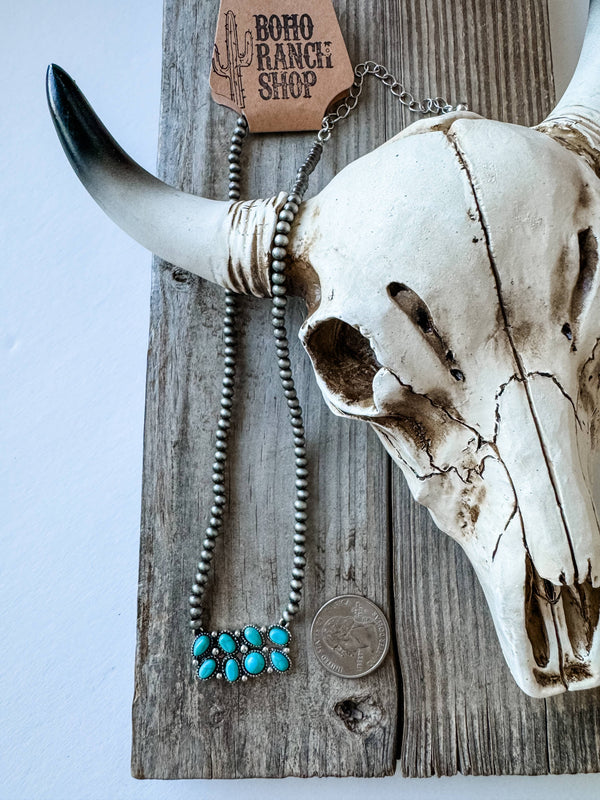 Western Cluster Bar Necklace  - Broken horn
