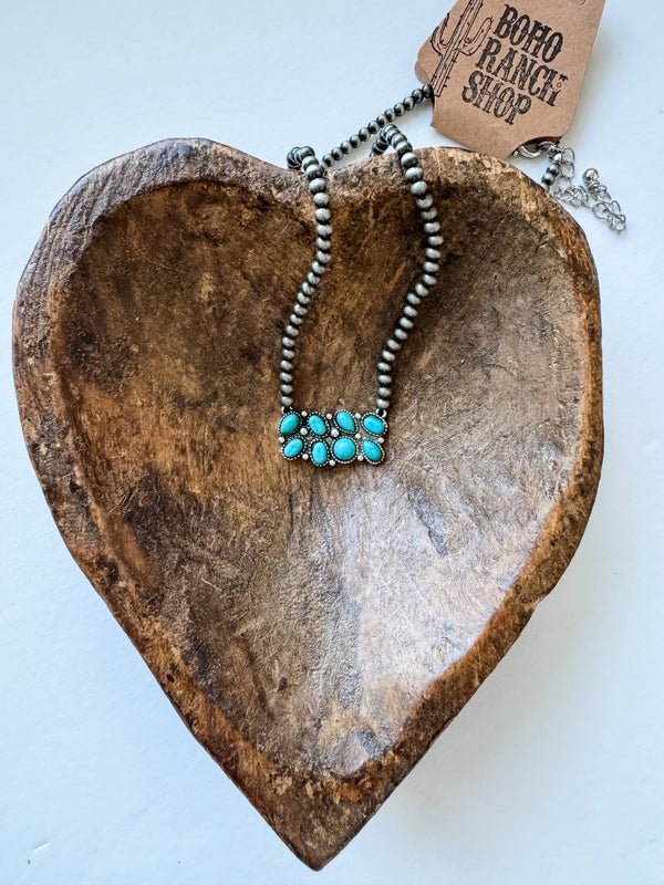 Western Cluster Bar Necklace  - Broken horn