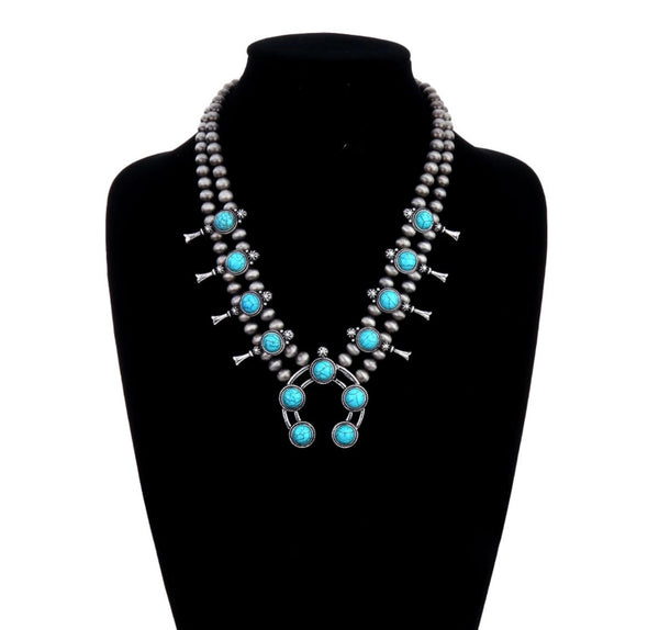 Western Squash Blossom Necklace - Broken horn
