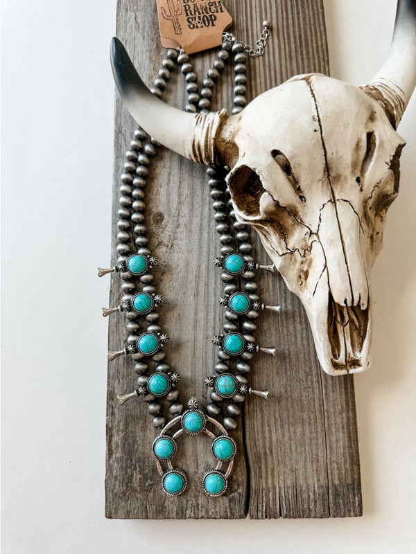 Western Squash Blossom Necklace - Broken horn