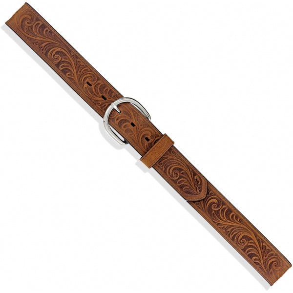 Justin Western Scroll Tooled Belt - Broken horn