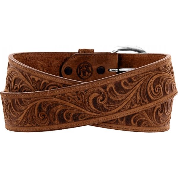 Justin Western Scroll Tooled Belt - Broken horn