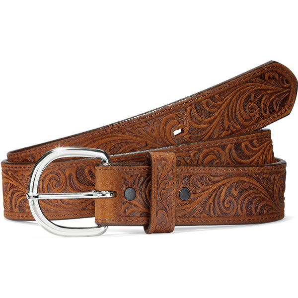 Justin Western Scroll Tooled Belt - Broken horn