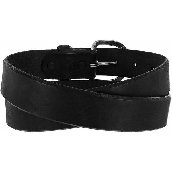 Tony Lama Black Leather Belt - Broken horn
