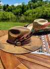 Orange Sunset Horses Hat Feather - Broken horn