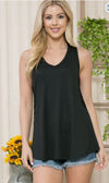 V-Neck Sleeveless Top With Side Lace Detail - Black - Broken horn