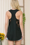 V-Neck Sleeveless Top With Side Lace Detail - Black - Broken horn
