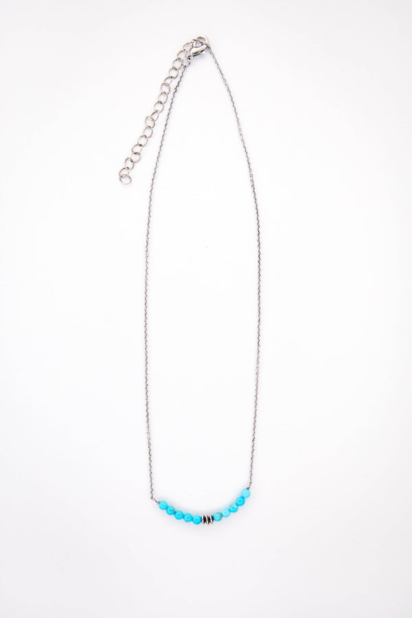 Gold Plated Dainty Chain Necklace with Turquoise