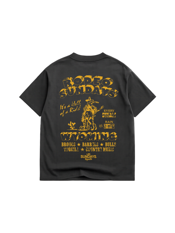 Los Sundays Tequlia The Cowboy State Tee - Vintage Black / Yellow - Broken horn