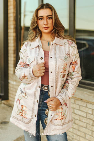 Western Rope Suede Concho Coat W Sherpa Lining