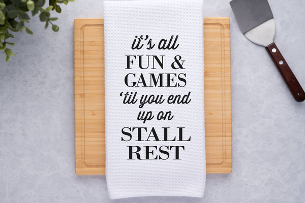 Stall Rest Funny Horse Towel - Broken horn