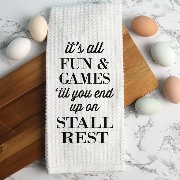 Stall Rest Funny Horse Towel - Broken horn