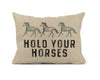 Hold Your Horses Rectangle Pillow - Broken horn