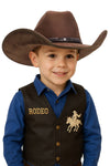 Kids Faux Suede Cutter Crown Cowboy Hat - Broken horn