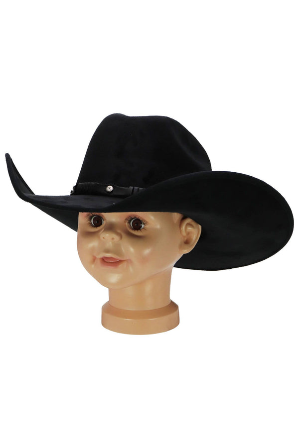 Kids Faux Suede Cutter Crown Cowboy Hat - Broken horn