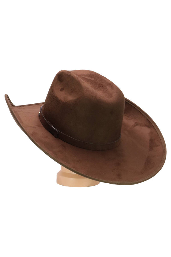 Kids Faux Suede Cutter Crown Cowboy Hat - Broken horn