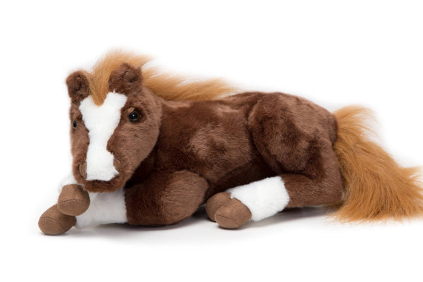 Resting Sorrel Horse Stuffed Animal - Broken horn