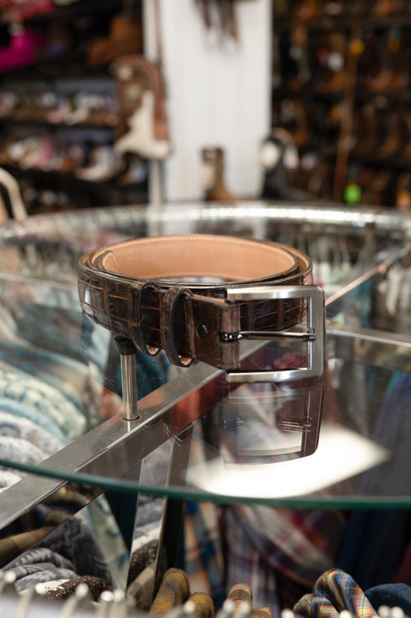 Cowtown Men's Brown Alligator Belt - Broken horn